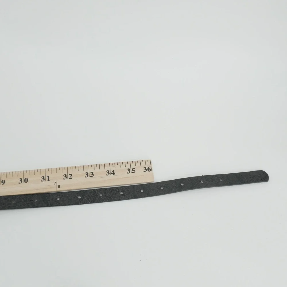 Skinny Belt Women Size M Black Gold Interlocking G Buckle Reptile